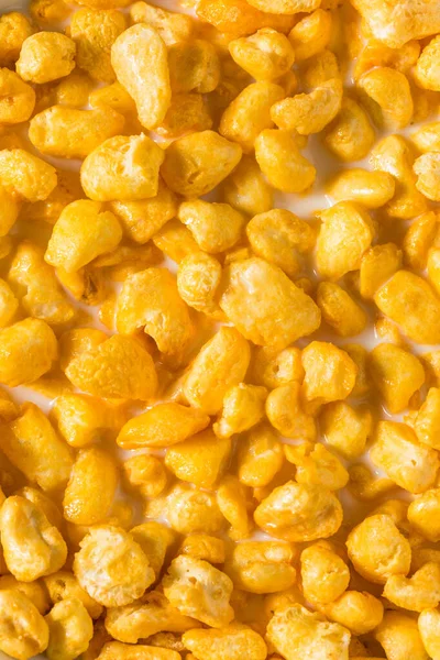 Sweet Sugar Puffed Corn Cereal Breakfast Bowl — Stock Photo, Image