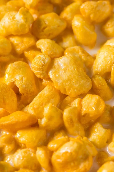 Sweet Sugar Puffed Corn Cereal Breakfast Bowl — Stock Photo, Image