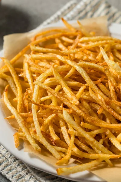 Hemlagad Shoesttring Pommes Frites Med Salt Och Ketchup — Stockfoto