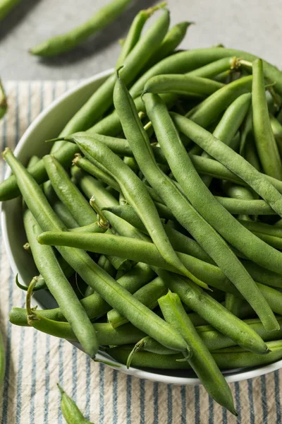 Organic Raw French Green Beans Bowl — Stock Photo, Image