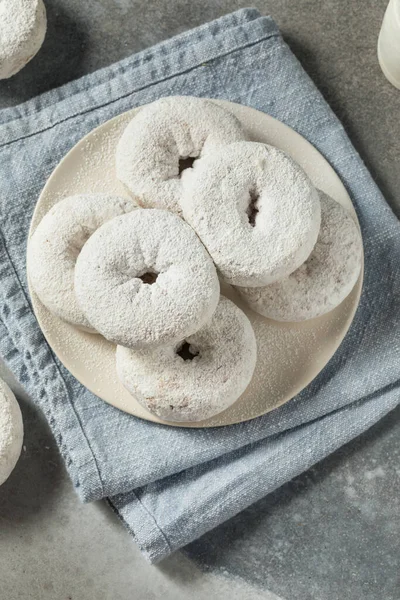 Homemade Sweet Powdered Sugar Donuts Breakfast — Stock Photo, Image