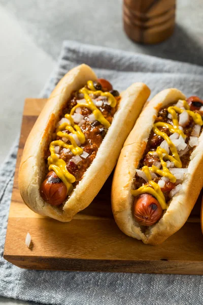 Hot Dog Maison Coney Island Chili Moutarde — Photo