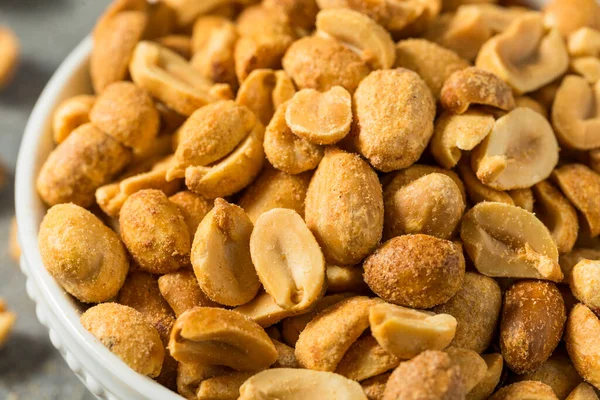 Organic Roasted Salted Peanuts Bowl — Stock Photo, Image