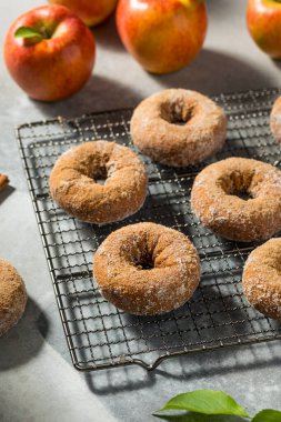 Tarçın ve şekerli ev yapımı elma şarabı çörekleri.
