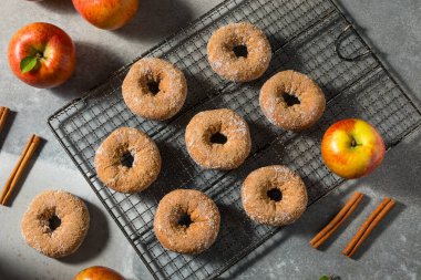 Tarçın ve şekerli ev yapımı elma şarabı çörekleri.