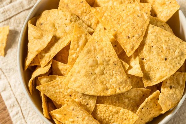 Triángulo Casero Tortilla Maíz Chips Tazón — Foto de Stock