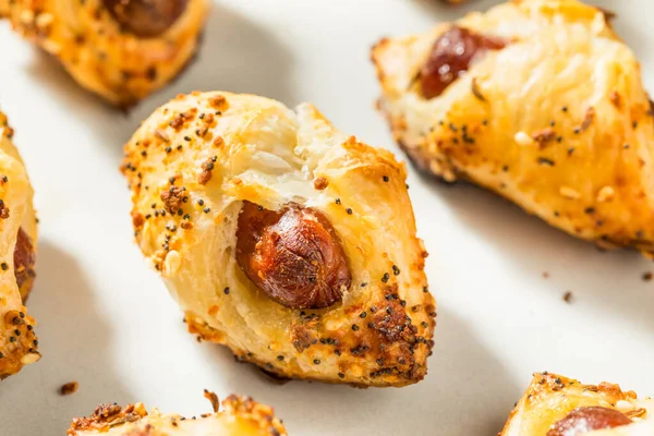 Homemade Pig Blanket Hot Dog Puff Pastry — Stock Photo, Image