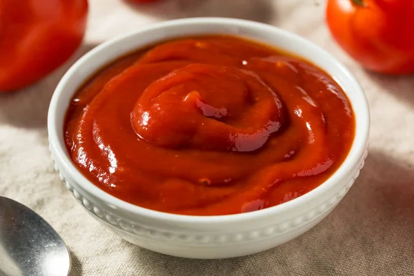 Ketchup Aux Tomates Rouges Bio Fait Maison Dans Bol — Photo