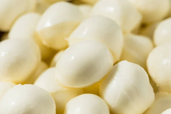 Healthy Raw Organic Mozzarella Pearls Basil — Stock Photo, Image