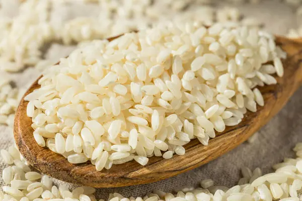 Raw Dry White Arborio Rice Bowl — Stock Photo, Image