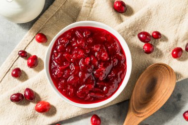 Homemade Thanksgiving Red Cranberry Sauce in a Bowl clipart