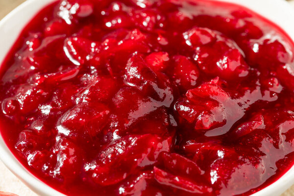 Homemade Thanksgiving Red Cranberry Sauce in a Bowl