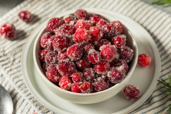 Organic Homemade Sugared Sweet Cranberries Christmas — Stock Photo, Image