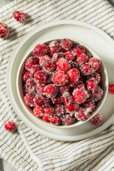 Organic Homemade Sugared Sweet Cranberries Christmas — Stock Photo, Image
