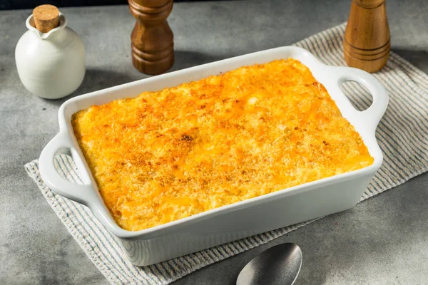 Homemade Baked Macaroni Cheese Casserole Dish — Stock Photo, Image