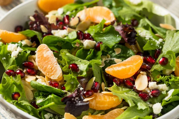 Raw Organic Healthy Winter Salad with Oranges Feta and Almonds