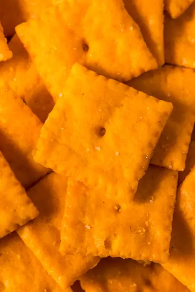 Organic Square Cheese Cracker Snacks Bowl — Stock Photo, Image