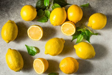 Organik Çiğ Sarı Tohumsuz Limonlar Bir demet