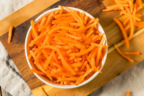 Organic Raw Shredded Carrot Shreds in a Bowl