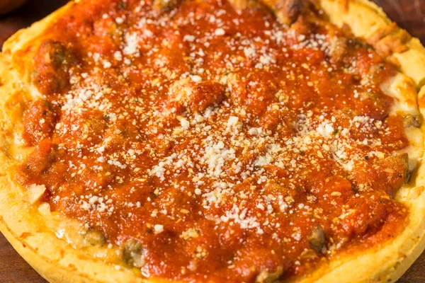 Homemade Mini Chicago Style Deep Dish Pizza with Sausage