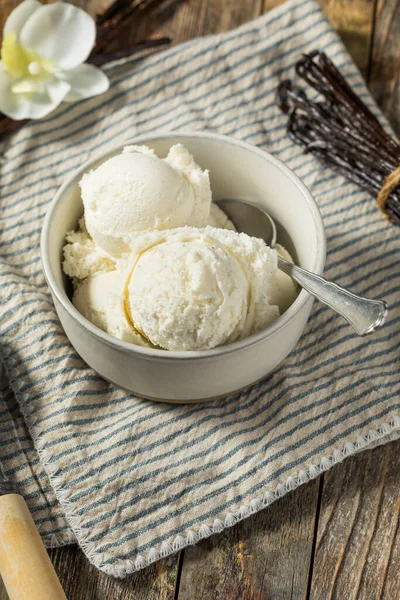 Sweet Homemade Vanilla Bean Ice Cream Gelato in a Bowl