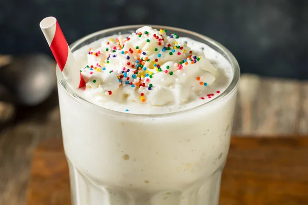 Frozen Blended Vanilla Milkshake with Ice Cream and Sprinkles