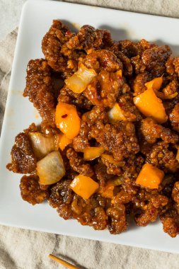 Baharatlı Çin Beijing Biftek Yemeği Soğan ve Biberli