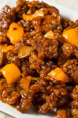 Baharatlı Çin Beijing Biftek Yemeği Soğan ve Biberli