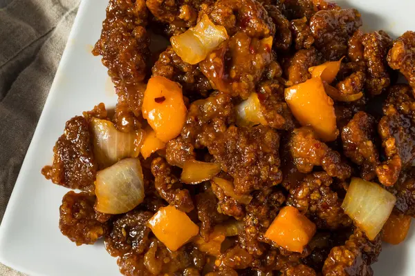 Baharatlı Çin Beijing Biftek Yemeği Soğan ve Biberli