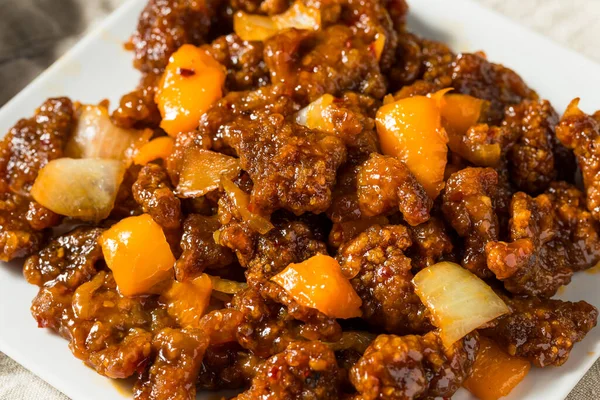 Baharatlı Çin Beijing Biftek Yemeği Soğan ve Biberli