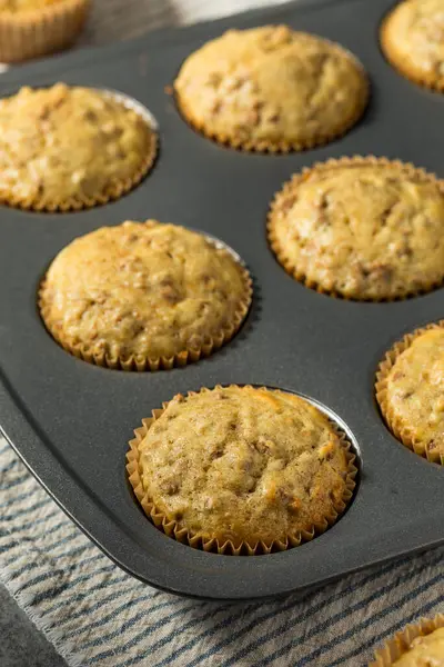 Muffin Integrali Crusca Colazione Grano Caldi Dal Forno — Foto Stock