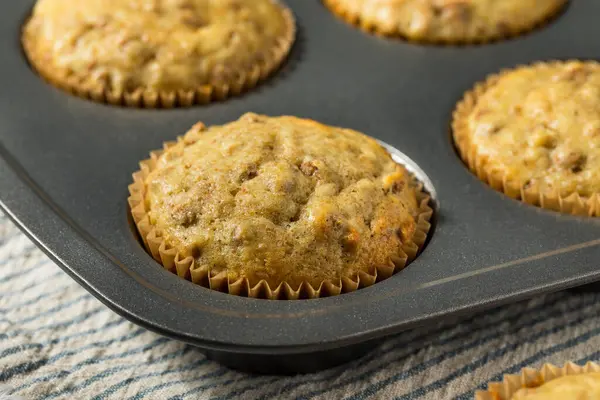Muffins Son Petit Déjeuner Blé Entier Chaud Four — Photo