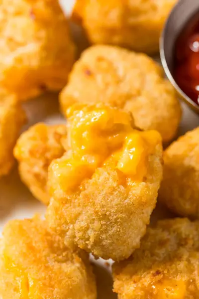 Deep Fried Macaroni Cheese Bites Ketchup Dipping — Stock Photo, Image