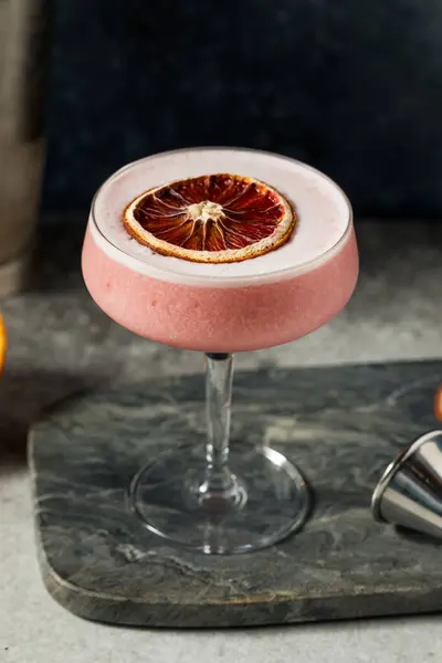 Boozy Foamy Blood Orange Sour Cocktail Gin — Stock Photo, Image