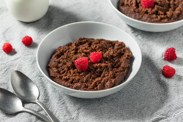 Healthy Homemade Chocolate Farina Porridge Breakfast Bowl — Stock Photo, Image