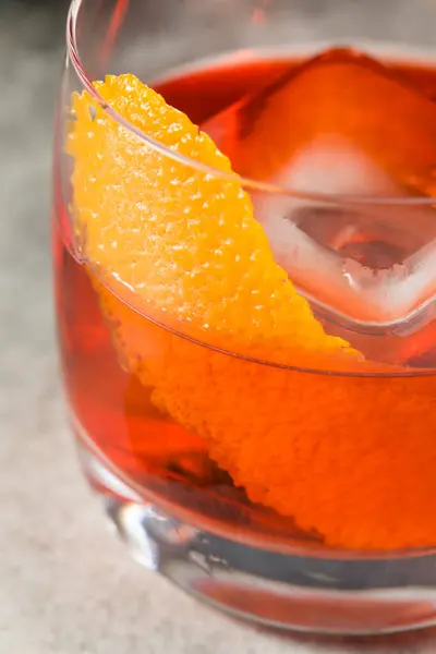 Cocktail Negroni Gin Boozy Froid Avec Vermouth Orange — Photo