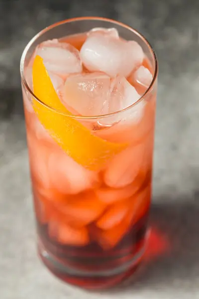 用杜松子酒和橙子冷热美式尼可洛尼鸡尾酒 免版税图库图片