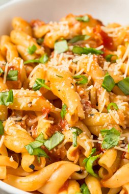 Basil Domates soslu ev yapımı İtalyan Casarecce Makarnası.