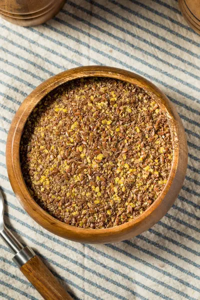 stock image Organic Brown Dry Ground Flax Seeds in a Bowl