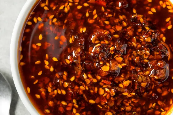 Spicy Hot Chili Crisp Oil Bowl Stock Picture