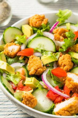 Healthy Homemade Fried Chicken Salad with Tomato and Cucumber clipart