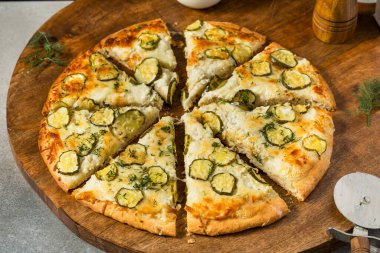 Italian Homemade Pickle Pizza with White Sauce and Dill clipart