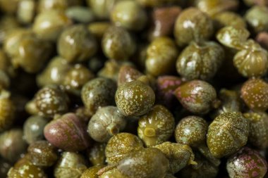 Bir kasede marine edilmiş yeşil kapari.