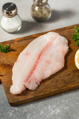 Organik Çiğ Beyaz Kedi Balığı Fileto Pişirmeye Hazır