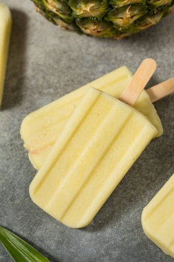 Hindistancevizli sağlıklı Pineapple Pina Colada dondurması.