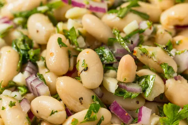 stock image Healthy Cold White Bean Summer Salad with Herbs and Onion