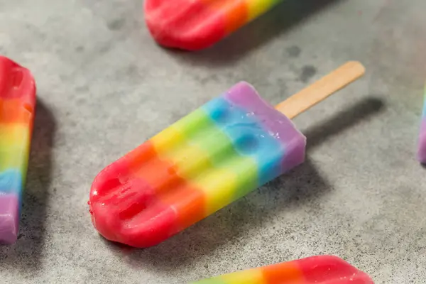 Stock image Sweet Summer Rainbow Popsicles with Different Fruit Flavors