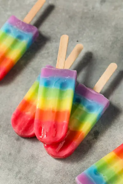 Stock image Sweet Summer Rainbow Popsicles with Different Fruit Flavors