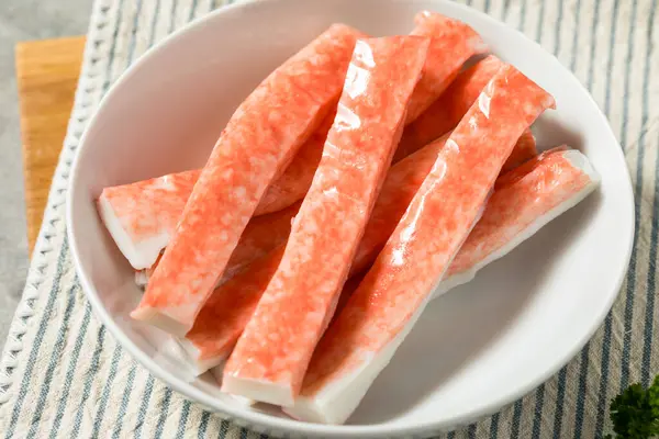 stock image Organic Raw Imitation Crab Meat Sticks Ready to Eat