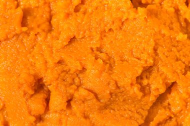 Çiğ Turuncu Konserve Balkabağı Püresi Birlikte Pişirmek İçin Bir Kase İçinde